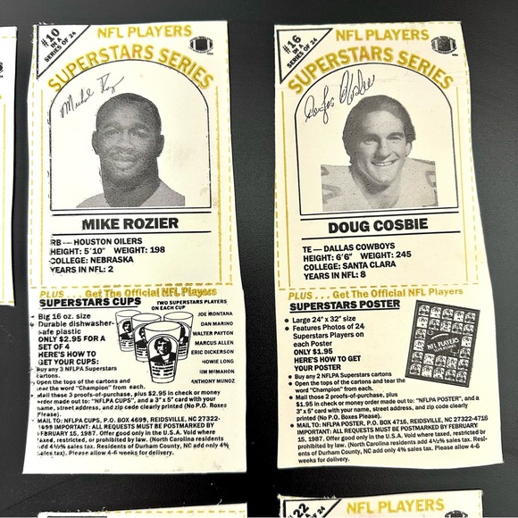 1986 NFL Players Superstar Series Milk Carton Cards Lot of 8 -John Elway, Payton - Picture 6 of 10